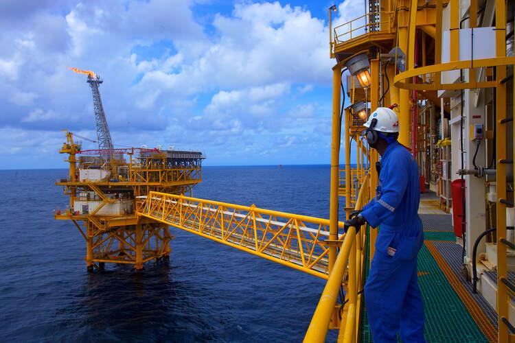 Worker on an offshore production platform